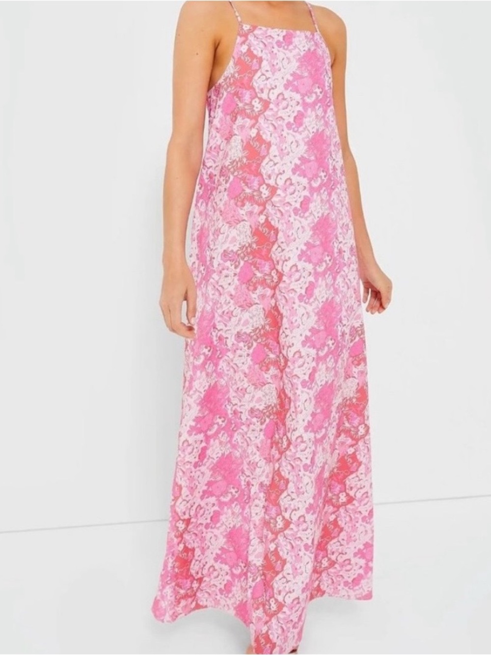 NWT Hyacinth House Lillie Floral Maxi Dress Pink Red High Neck XL